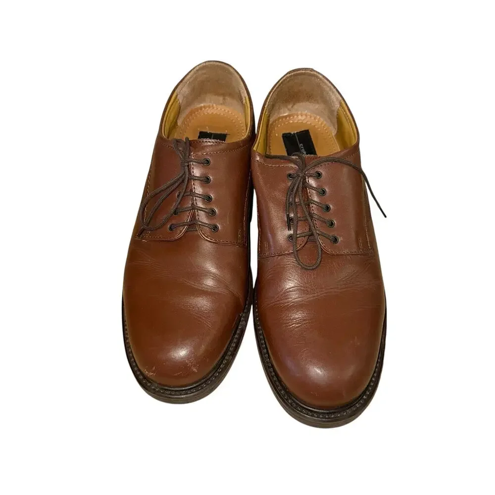 Croft & Barrow Made in Italy Leather Oxford Shoes Men's 9.5 Brown Lace‎ Up Dress